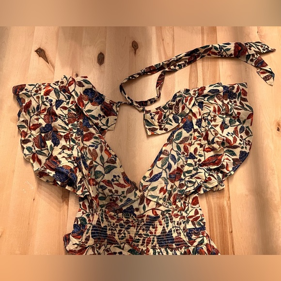 House of Harlow 1960 Dress Maxi XS Floral, Ruffles, Plunging Neck, Open Back - Picture 8 of 10